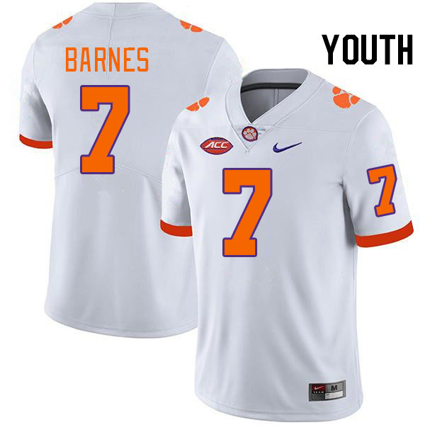 Youth #7 Khalil Barnes Clemson Tigers College Football Jerseys Stitched-White